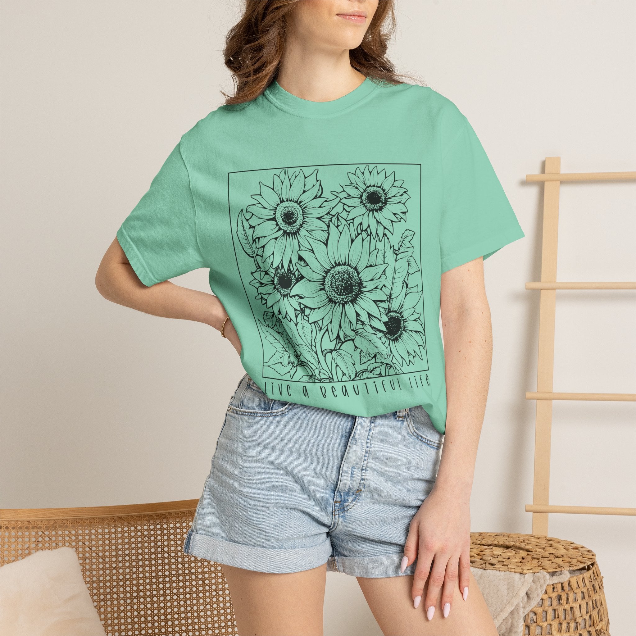 Sunflower Sketch T-Shirt — Live a Beautiful Life Graphic Tee