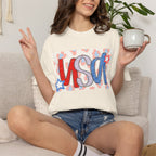 USA Patriotic T-Shirt — Red White Blue Graphic Tee with Stars