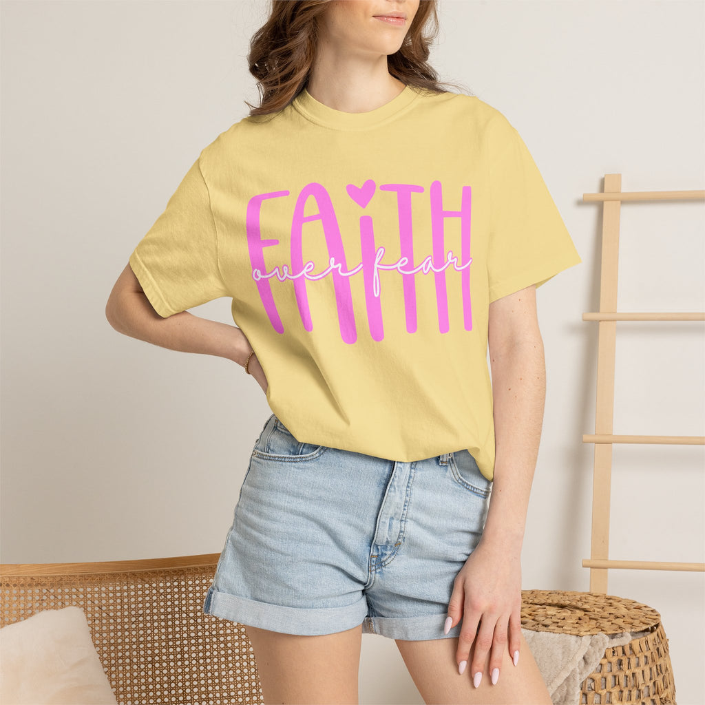 Faith Heart T-Shirt — Pink Script Faithful Tee for Women & Teens