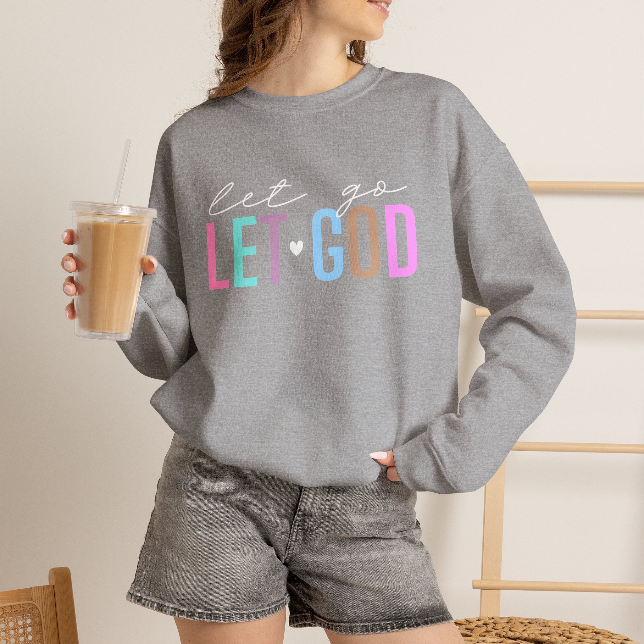 Let God Pastel Crewneck Sweatshirt — Inspirational Christian Pullover