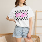 Mama Checkerboard T-Shirt — Pink Retro Mom Tee