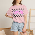Mama Checkerboard T-Shirt — Pink Retro Mom Tee