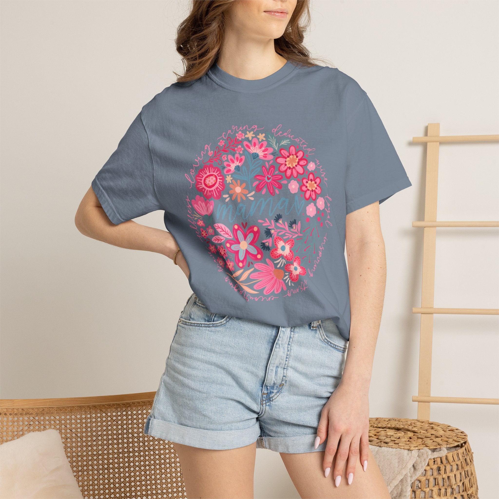Mama Floral T-Shirt — Pink Flower Circle Mothers Day Gift