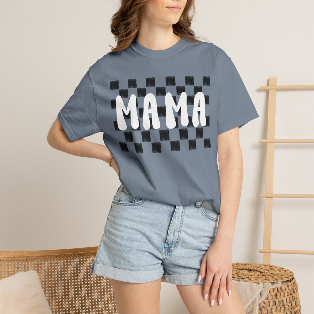 Mama Checkerboard T-Shirt — Retro Plaid Graphic Tee for Moms