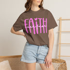 Faith Heart T-Shirt — Pink Script Faithful Tee for Women & Teens