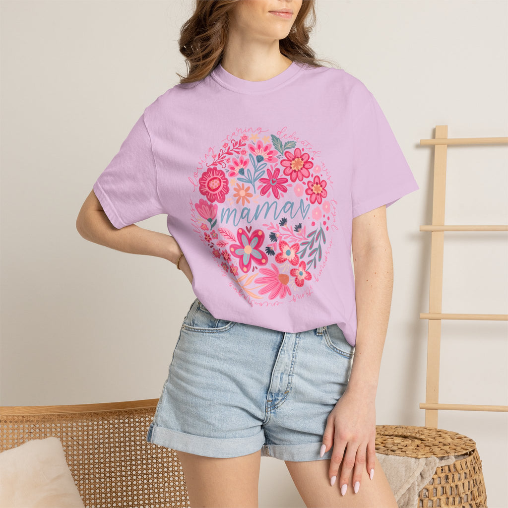 Mama Floral T-Shirt — Pink Flower Circle Mothers Day Gift