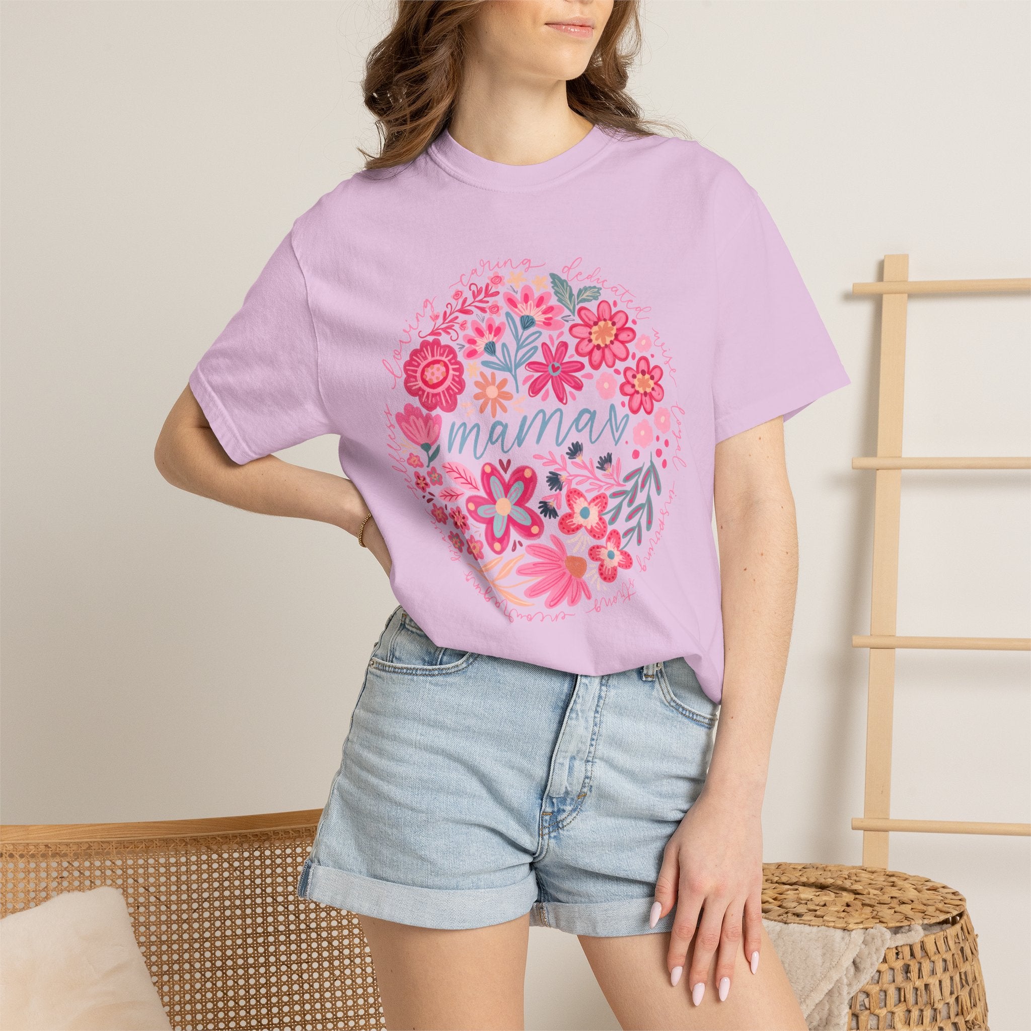 Mama Floral T-Shirt — Pink Flower Circle Mothers Day Gift