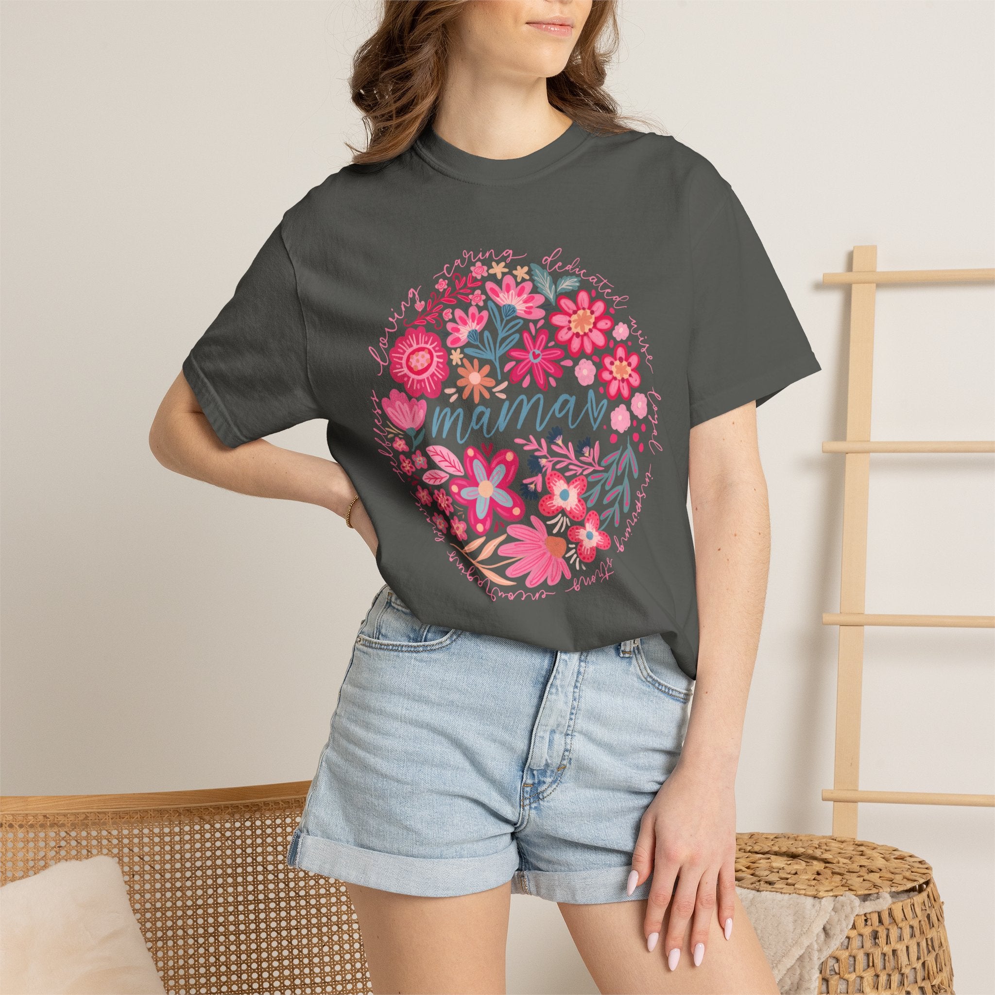 Mama Floral T-Shirt — Pink Flower Circle Mothers Day Gift