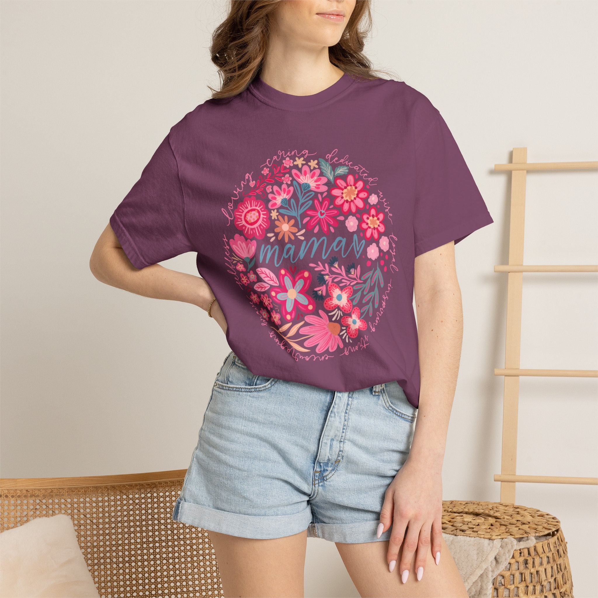 Mama Floral T-Shirt — Pink Flower Circle Mothers Day Gift
