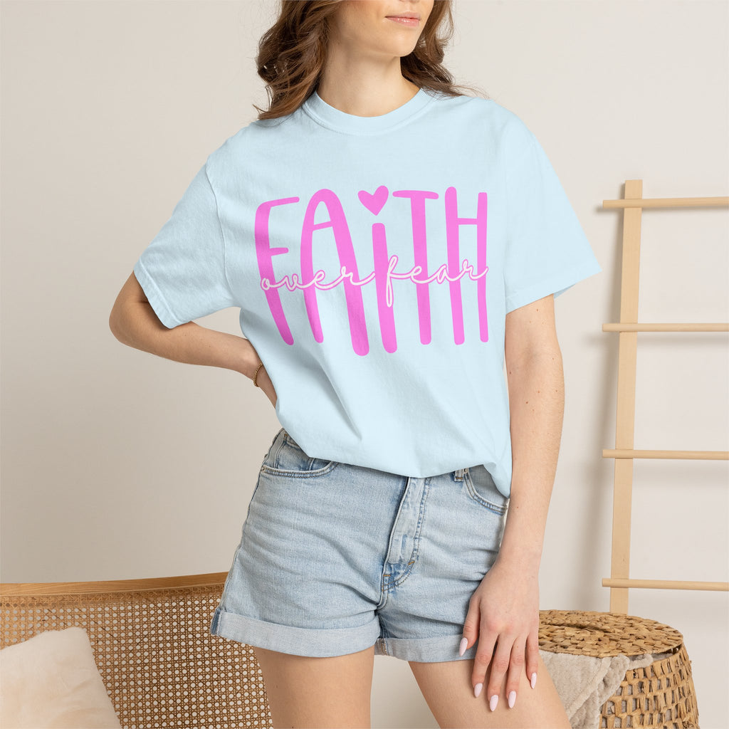 Faith Heart T-Shirt — Pink Script Faithful Tee for Women & Teens