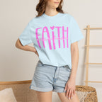 Faith Heart T-Shirt — Pink Script Faithful Tee for Women & Teens