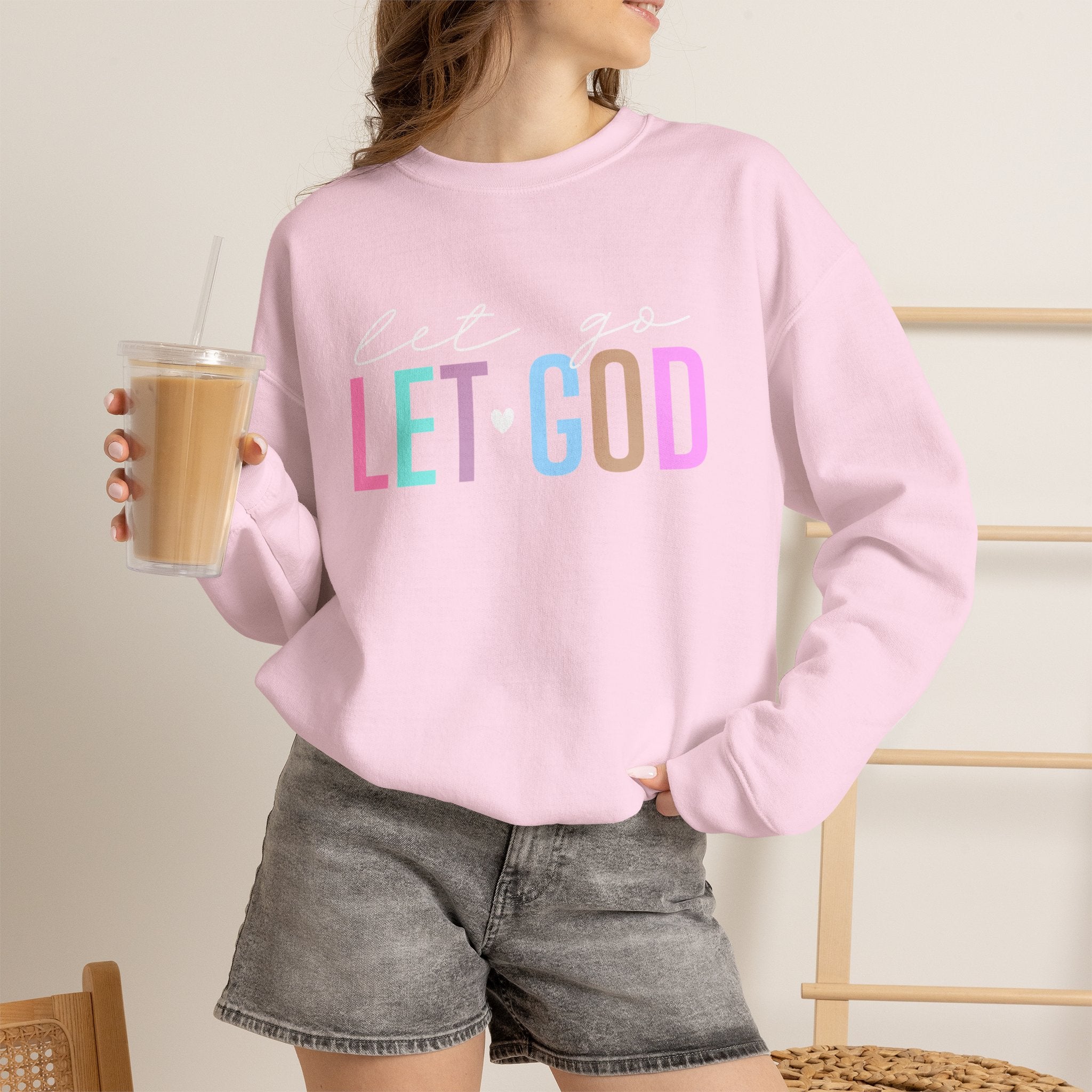 Let God Pastel Crewneck Sweatshirt — Inspirational Christian Pullover