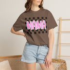 Mama Checkerboard T-Shirt — Pink Retro Mom Tee