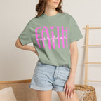 Faith Heart T-Shirt — Pink Script Faithful Tee for Women & Teens