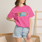 Mama Colorblock T-Shirt — Retro Patch Lettering Tee for Moms
