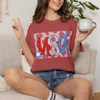 USA Patriotic T-Shirt — Red White Blue Graphic Tee with Stars