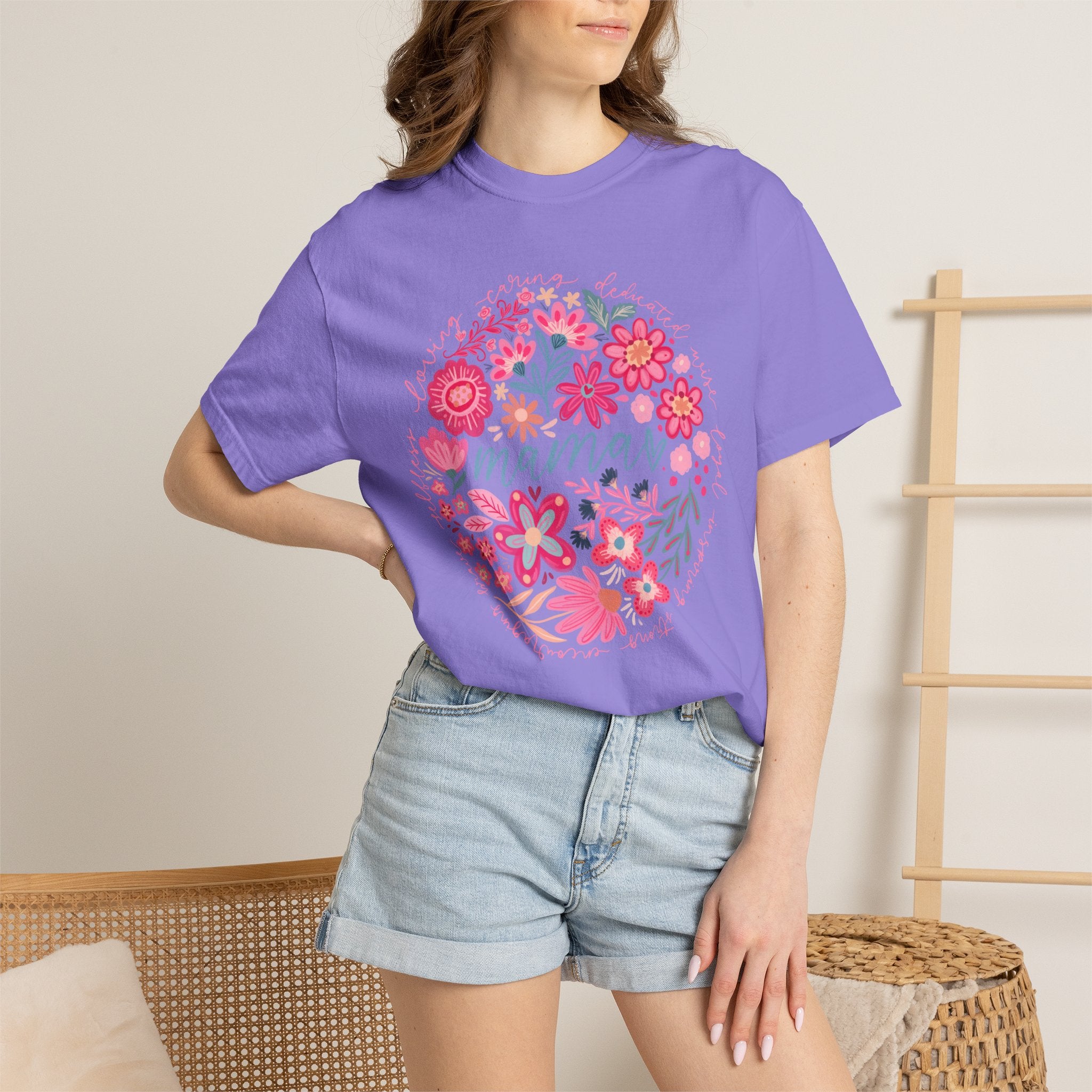 Mama Floral T-Shirt — Pink Flower Circle Mothers Day Gift