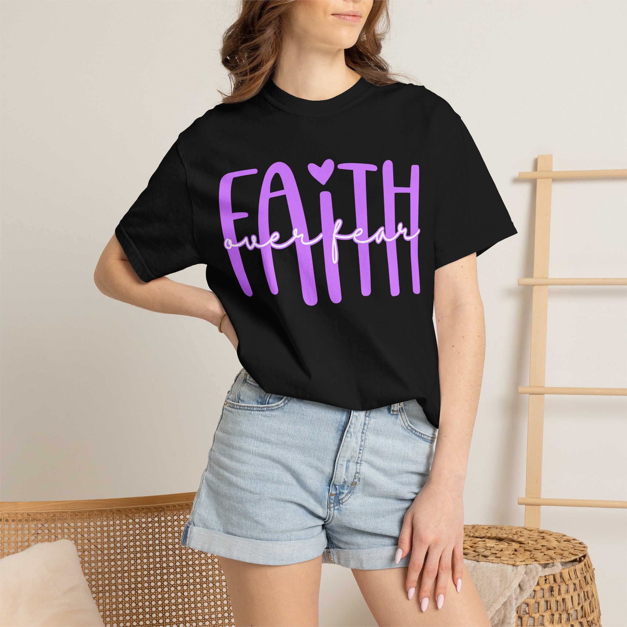 Faith Heart Tee — "Faith" Script Graphic T-Shirt