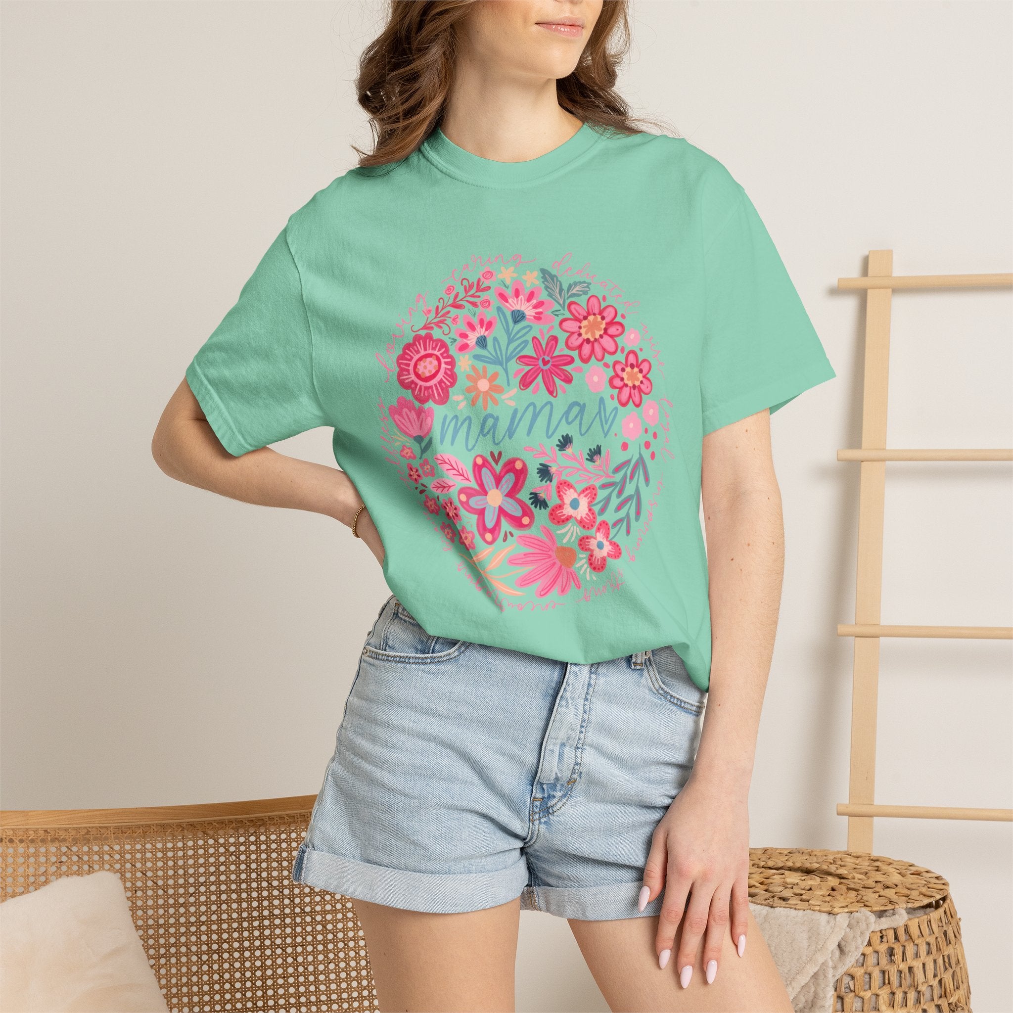 Mama Floral T-Shirt — Pink Flower Circle Mothers Day Gift