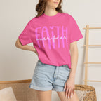 Faith Heart T-Shirt — Pink Script Faithful Tee for Women & Teens