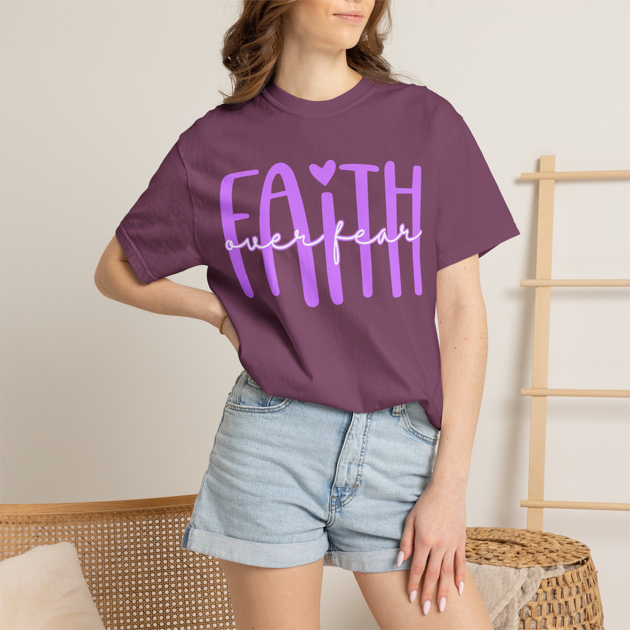 Faith Heart Tee — "Faith" Script Graphic T-Shirt