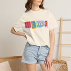 Mama Colorblock T-Shirt — Retro Patch Lettering Tee for Moms