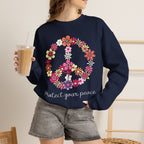 Peace Flower Sweatshirt — "Protect Your Peace" Floral Peace Sign Crewneck