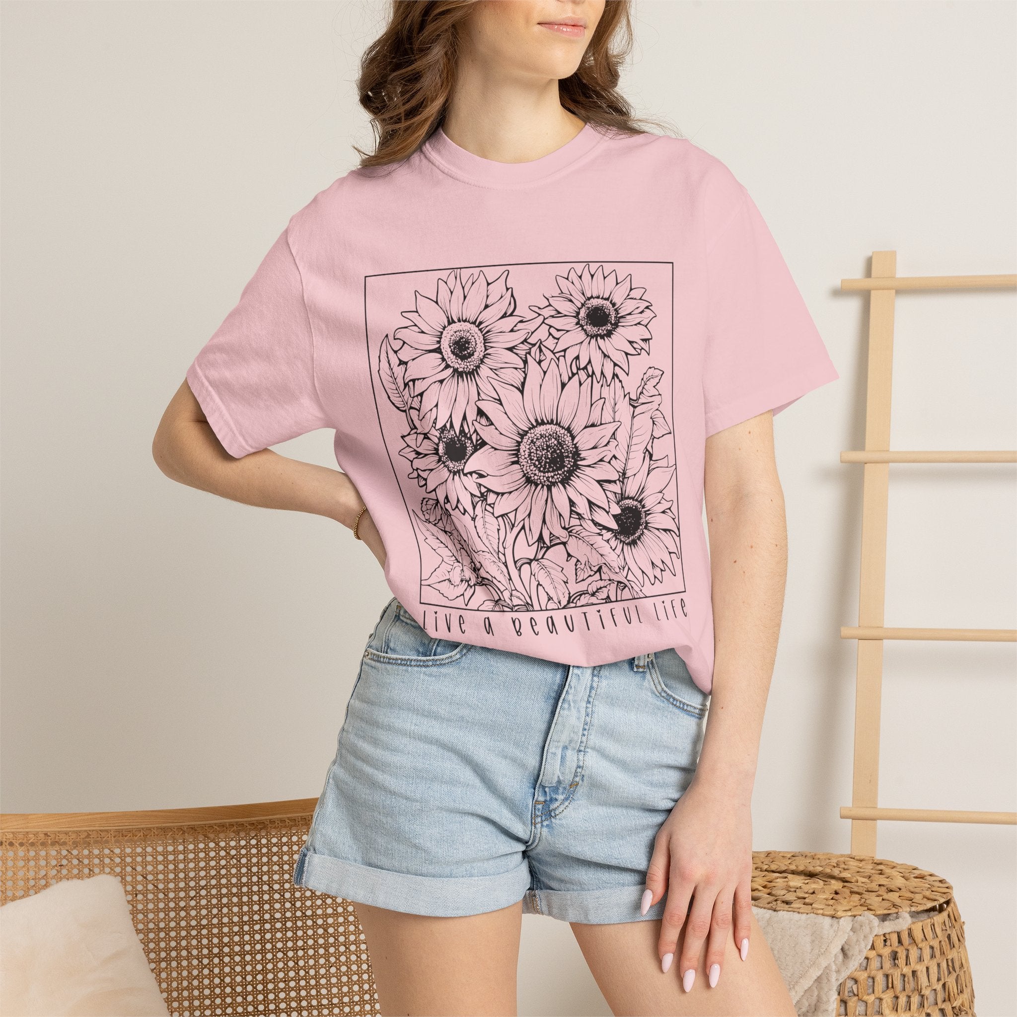 Sunflower Sketch T-Shirt — Live a Beautiful Life Graphic Tee