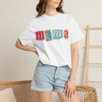 Mama Colorblock T-Shirt — Retro Patch Lettering Tee for Moms