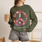 Peace Flower Sweatshirt — "Protect Your Peace" Floral Peace Sign Crewneck