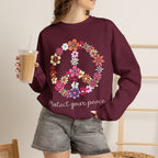 Peace Flower Sweatshirt — "Protect Your Peace" Floral Peace Sign Crewneck