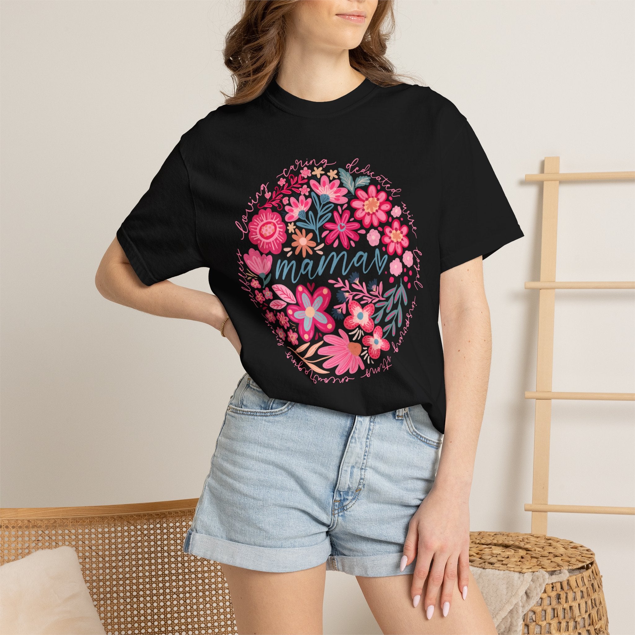 Mama Floral T-Shirt — Pink Flower Circle Mothers Day Gift