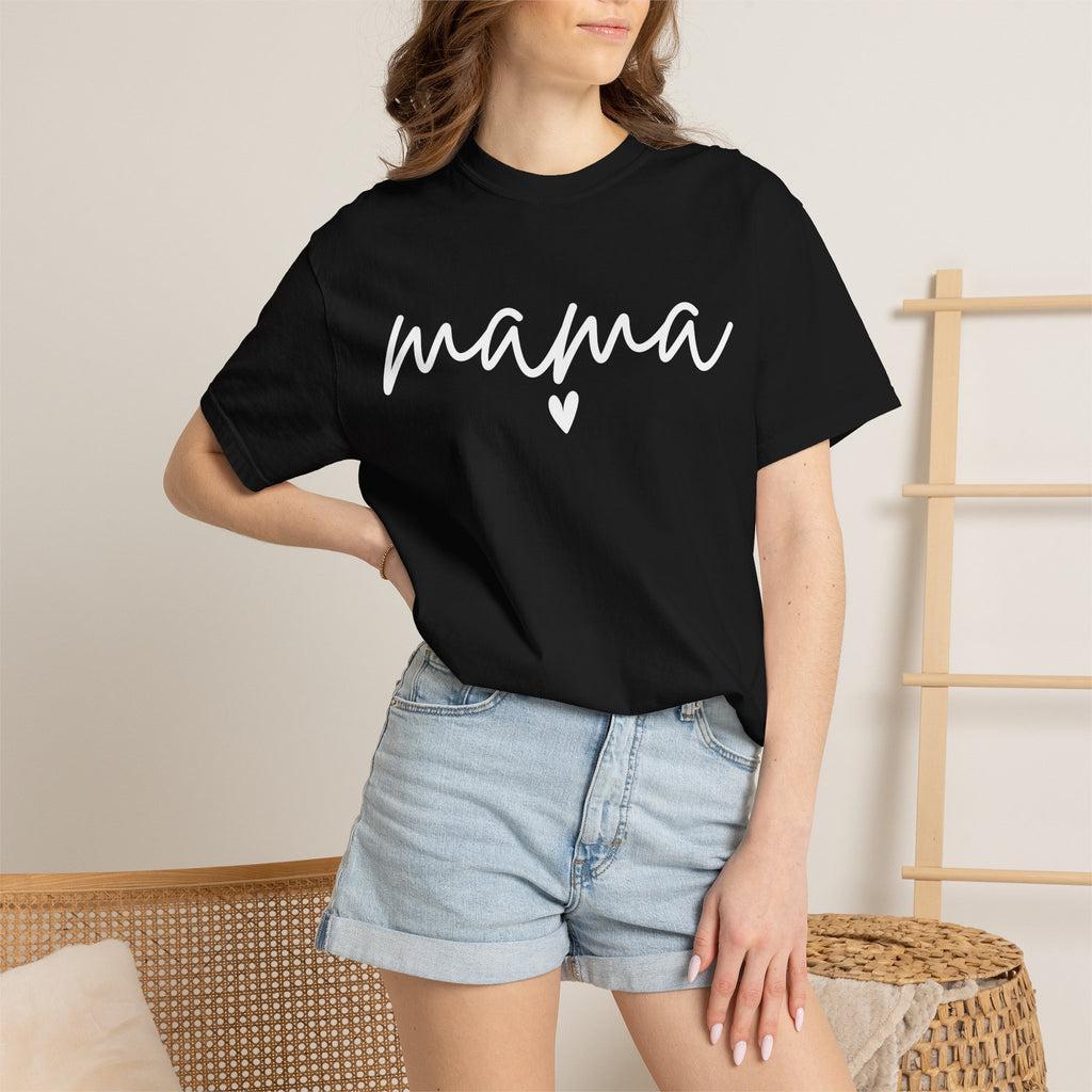 Mama Script T‑Shirt — Cozy Mom Graphic Tee (Heart Accent)