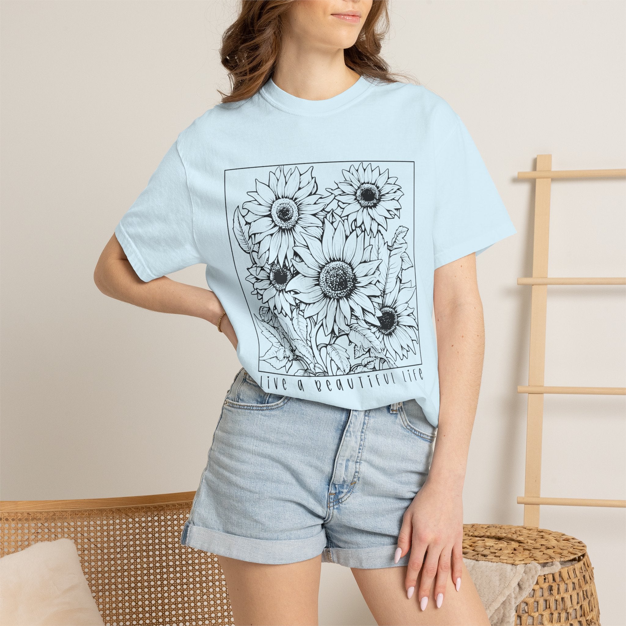 Sunflower Sketch T-Shirt — Live a Beautiful Life Graphic Tee