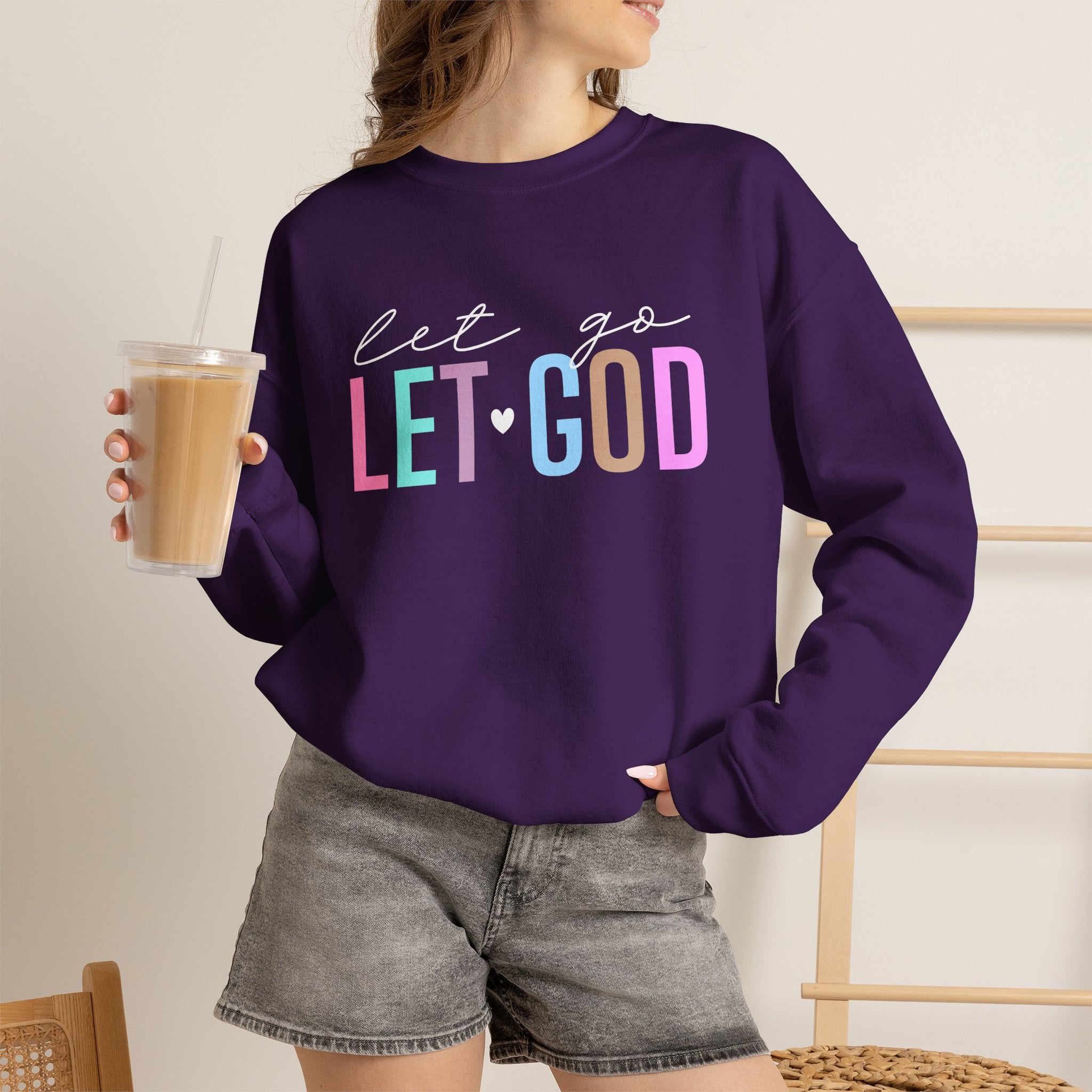 Let God Pastel Crewneck Sweatshirt — Inspirational Christian Pullover