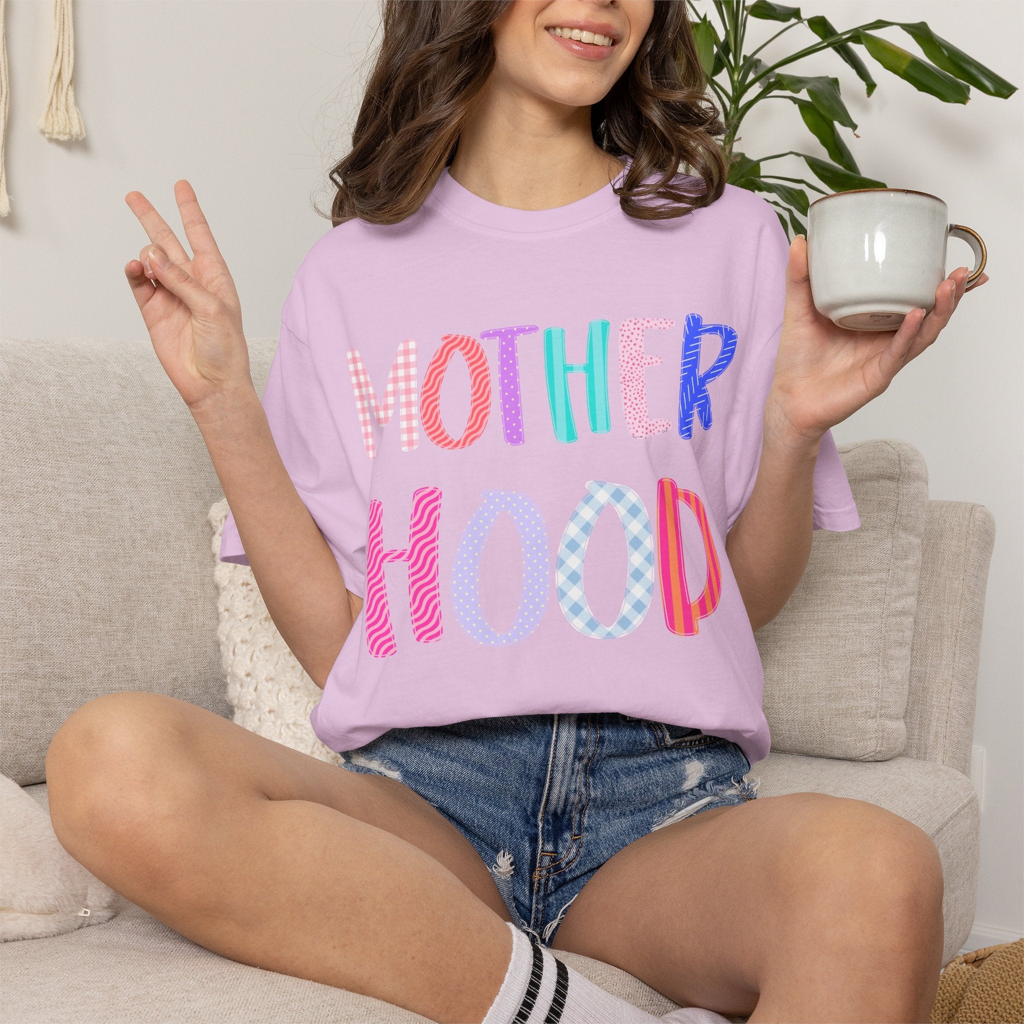 Motherhood Graphic T-Shirt - Colorful Playful Mom Tee