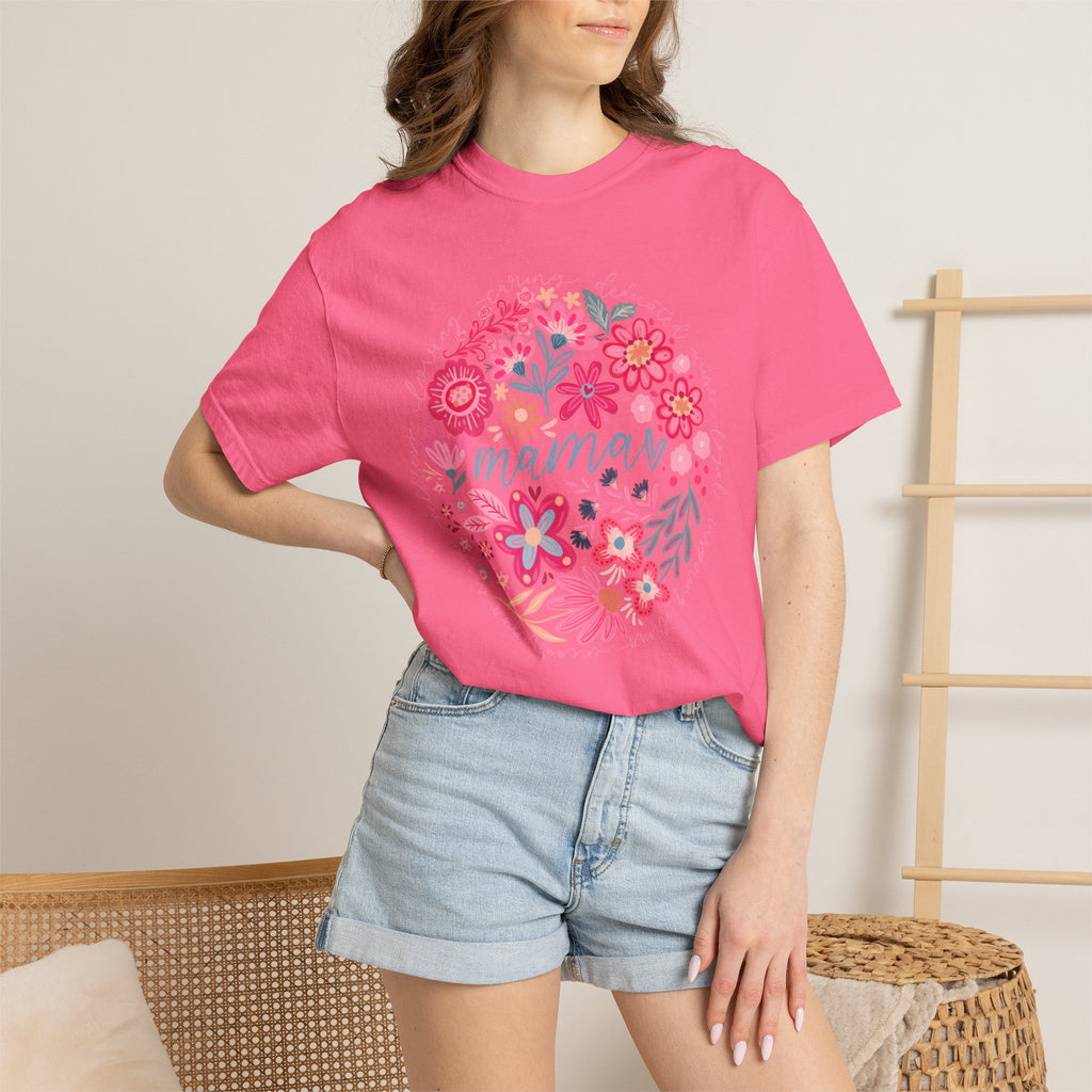 Mama Floral T-Shirt — Pink Flower Circle Mothers Day Gift