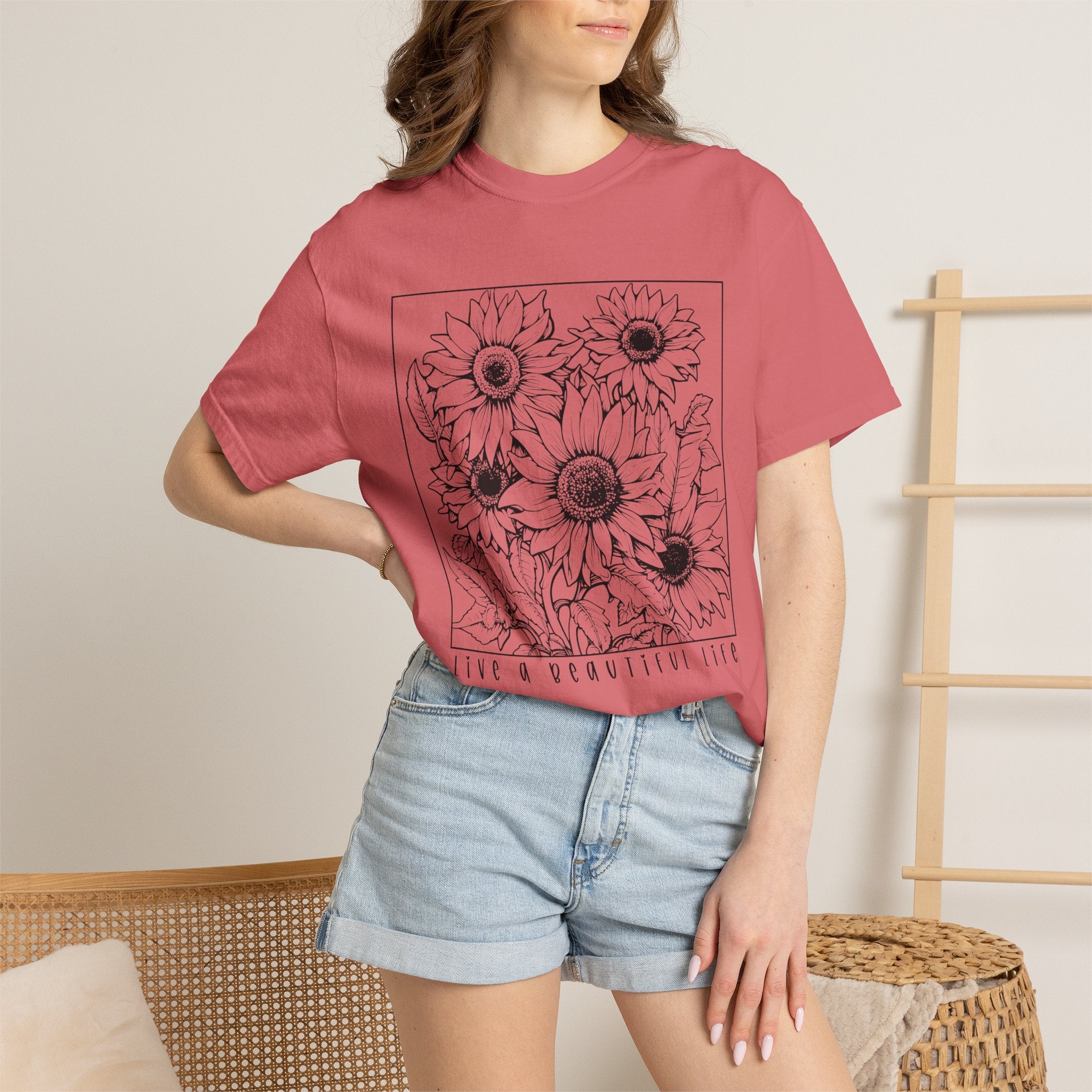 Sunflower Sketch T-Shirt — Live a Beautiful Life Graphic Tee