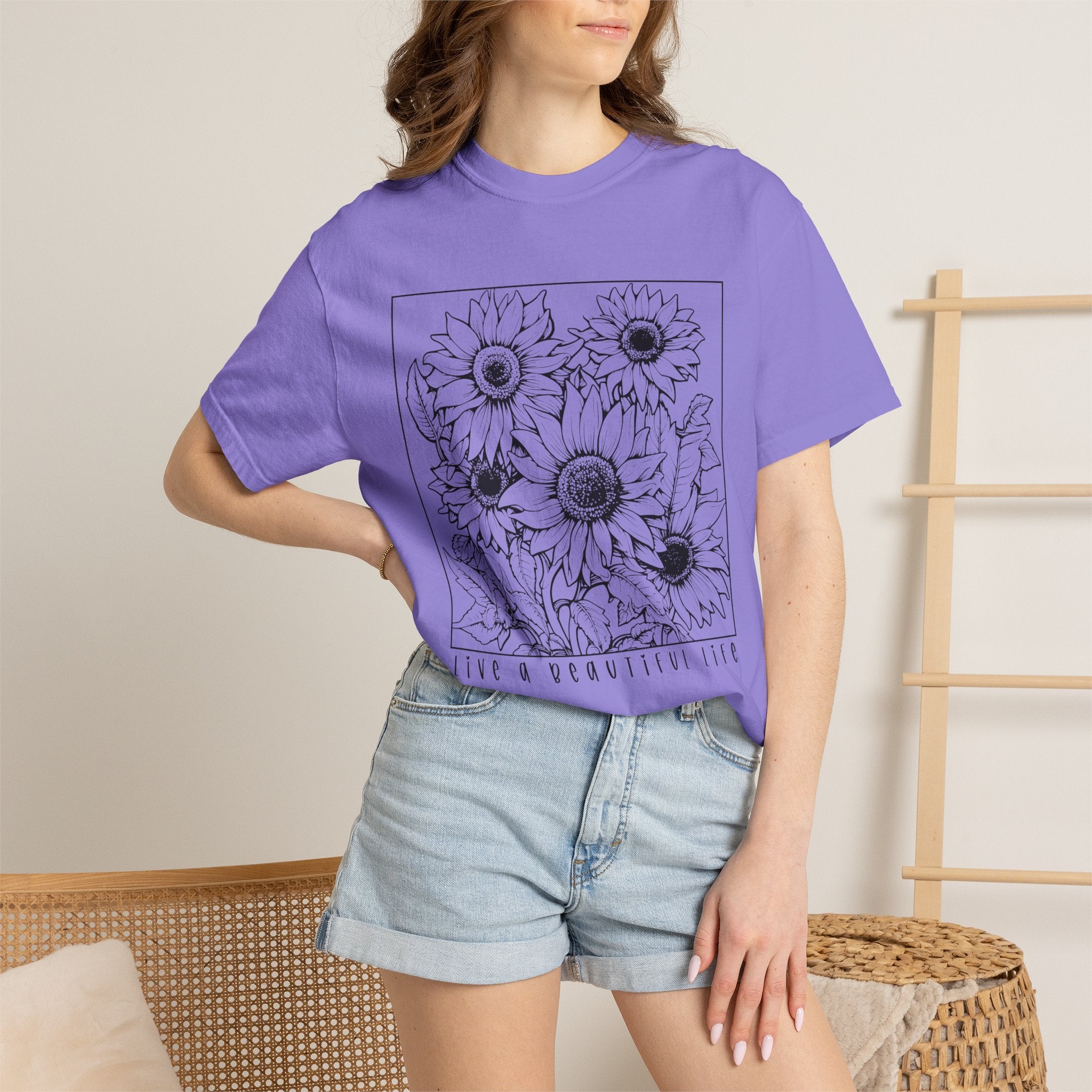 Sunflower Sketch T-Shirt — Live a Beautiful Life Graphic Tee