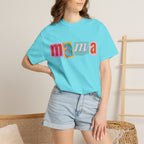 Mama Colorblock T-Shirt — Retro Patch Lettering Tee for Moms
