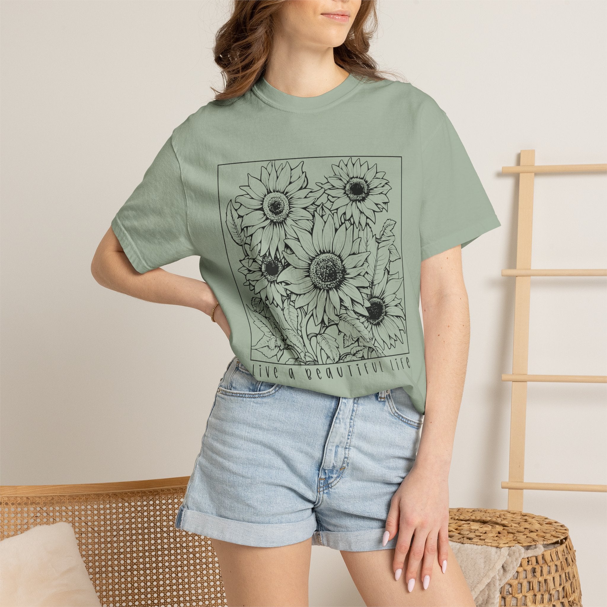Sunflower Sketch T-Shirt — Live a Beautiful Life Graphic Tee