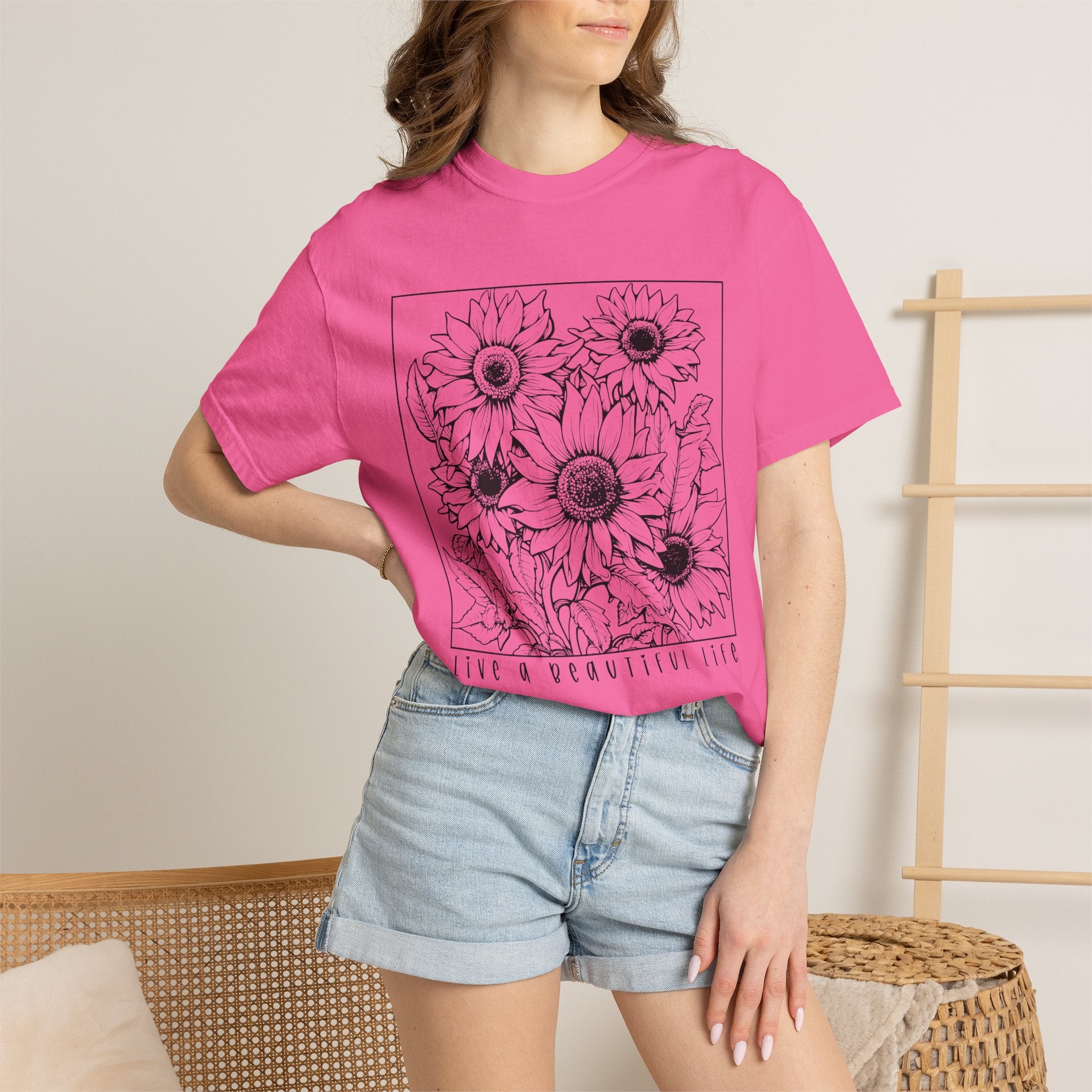 Sunflower Sketch T-Shirt — Live a Beautiful Life Graphic Tee