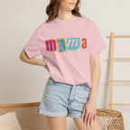 Mama Colorblock T-Shirt — Retro Patch Lettering Tee for Moms
