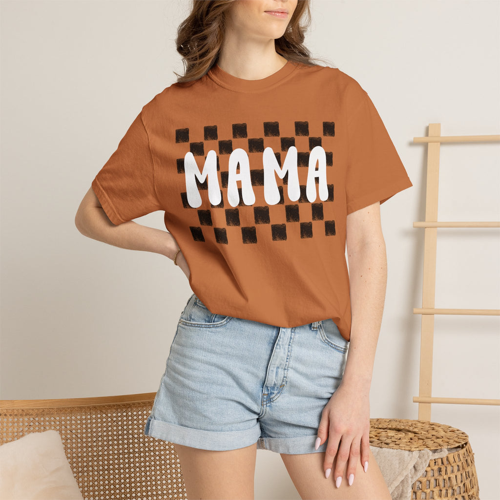 Mama Checkerboard T-Shirt — Retro Plaid Graphic Tee for Moms