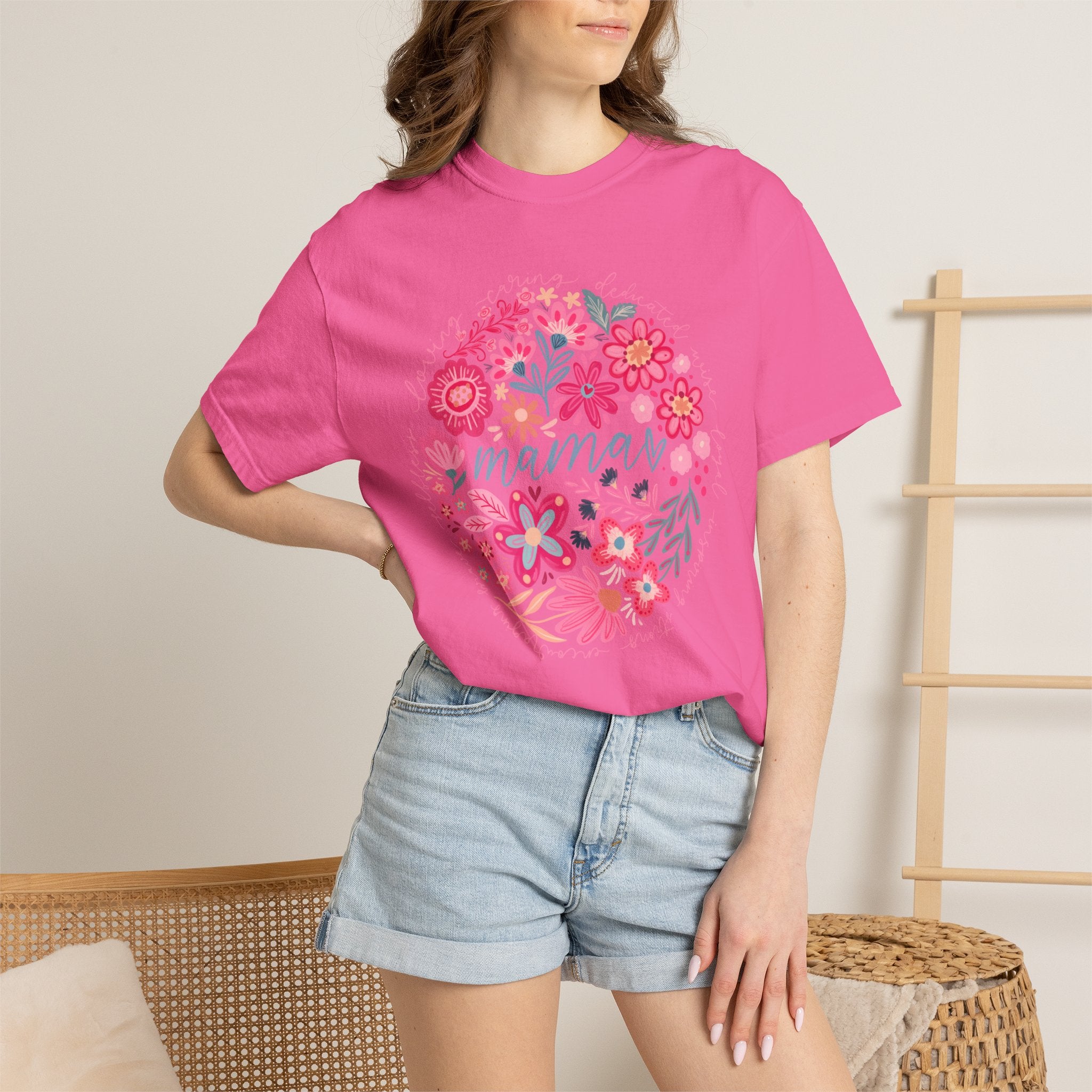Mama Floral T-Shirt — Pink Flower Circle Mothers Day Gift