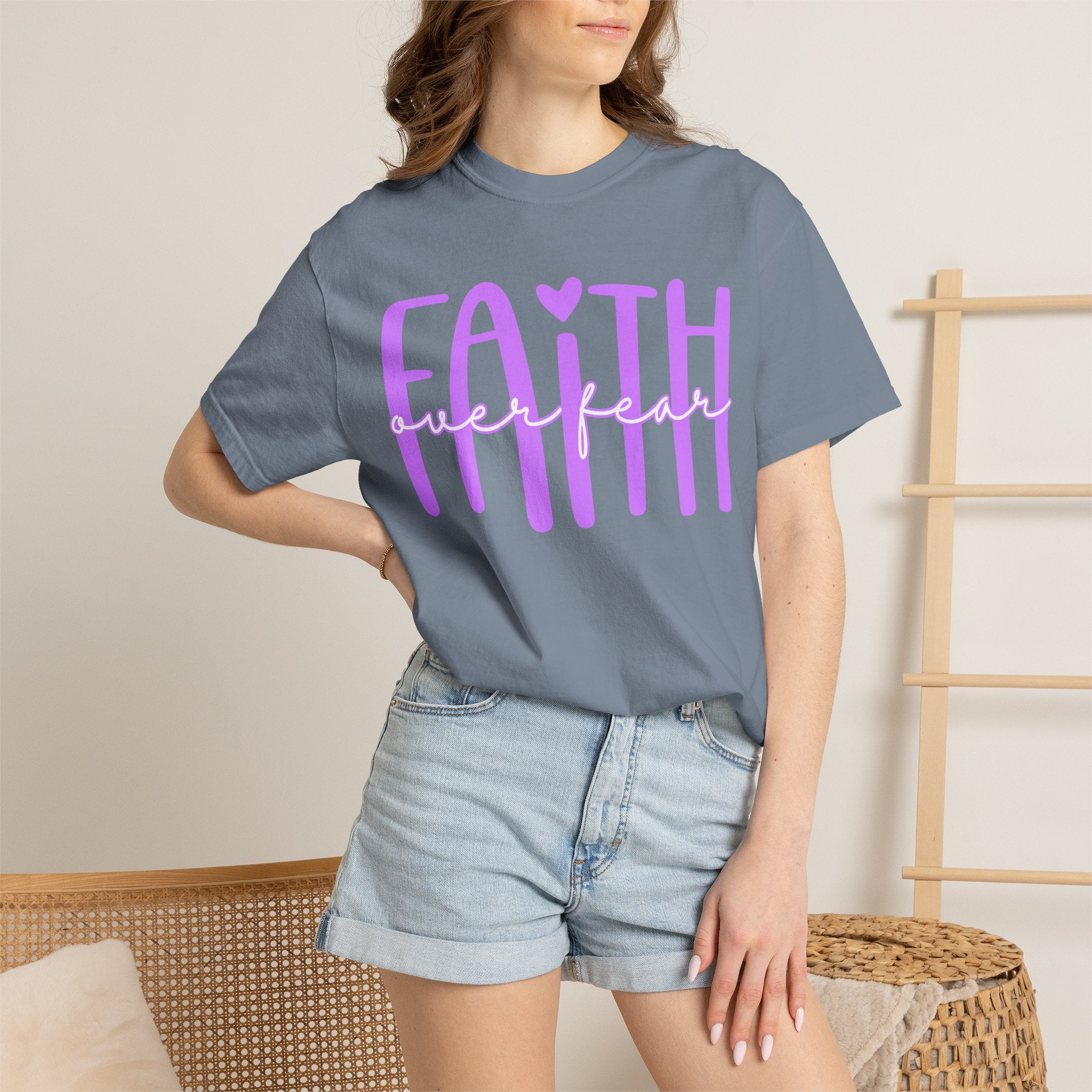 Faith Heart Tee — "Faith" Script Graphic T-Shirt