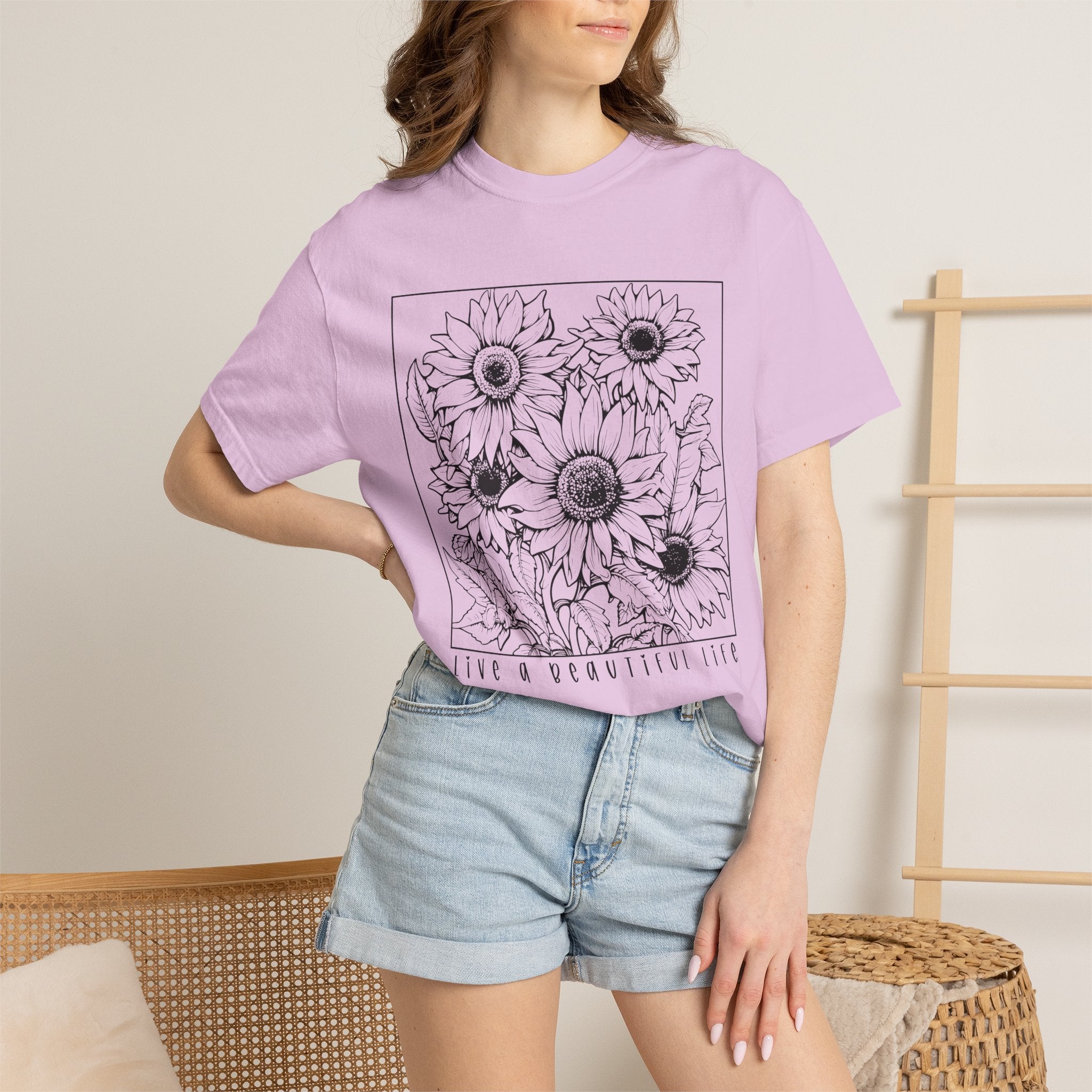Sunflower Sketch T-Shirt — Live a Beautiful Life Graphic Tee