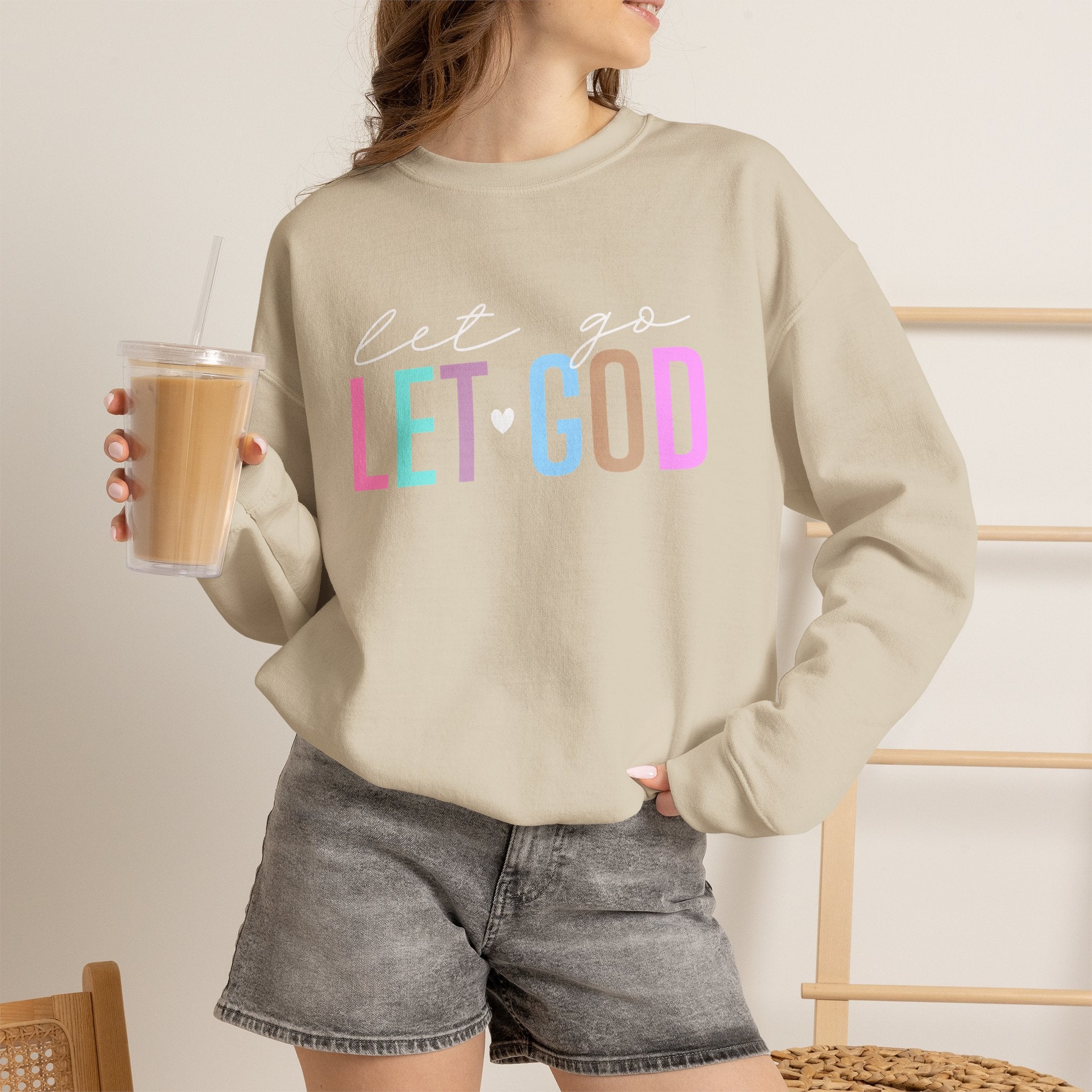 Let God Pastel Crewneck Sweatshirt — Inspirational Christian Pullover