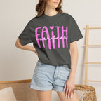 Faith Heart T-Shirt — Pink Script Faithful Tee for Women & Teens