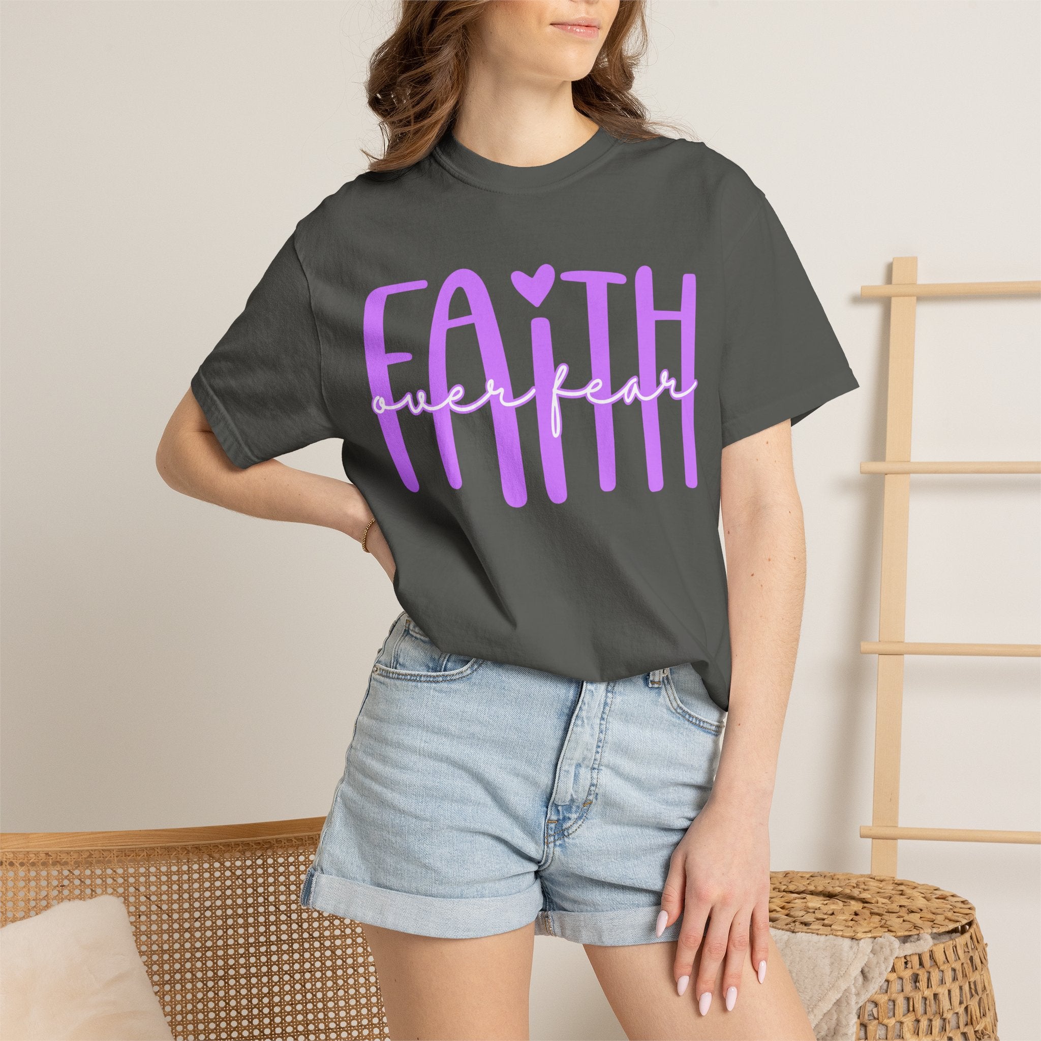 Faith Heart Tee — "Faith" Script Graphic T-Shirt